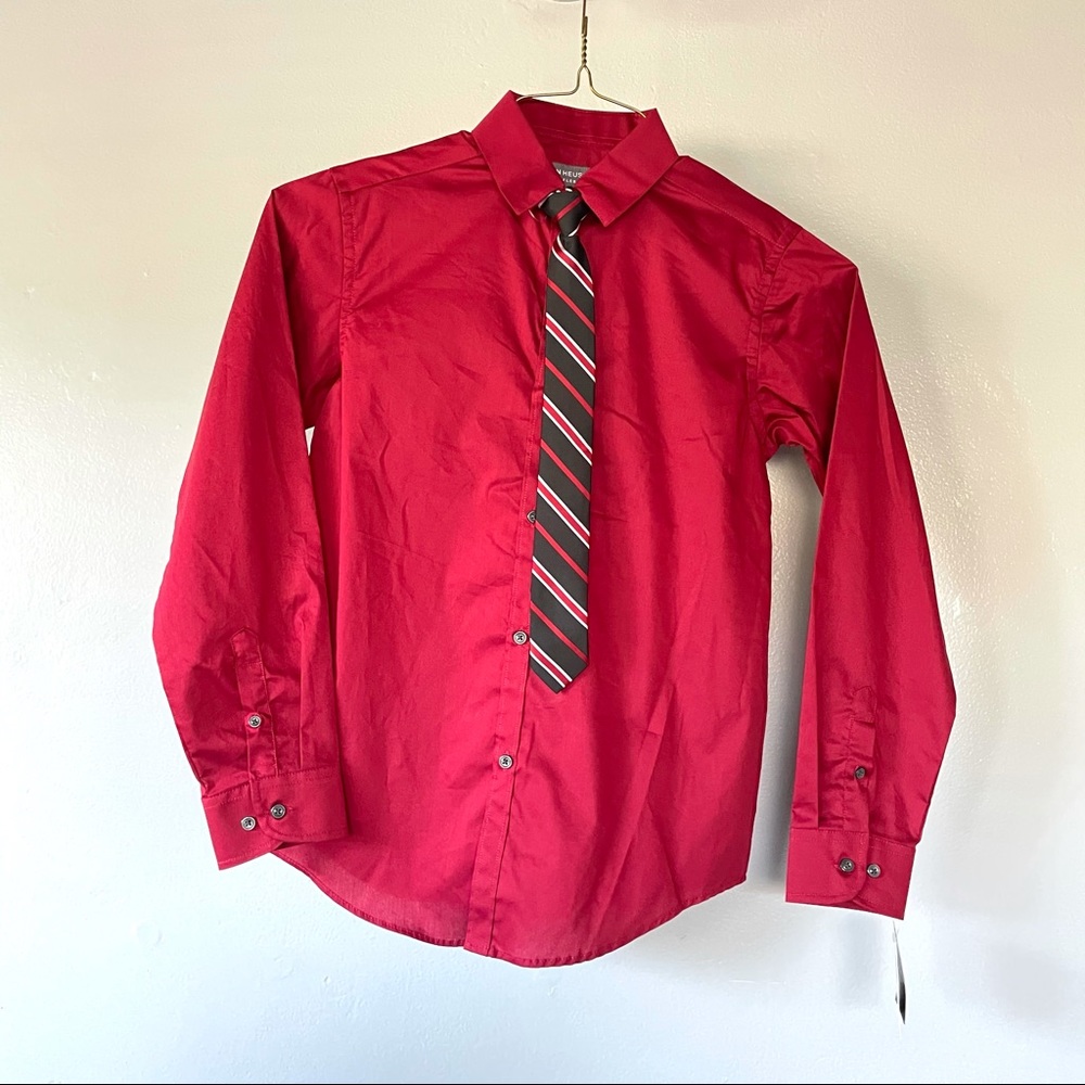 Van Heusen Red Dress Shirt and Tie, boys M10/12